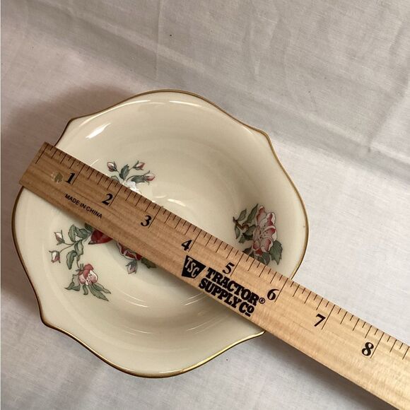 Lenox Serenade Floral Footed Bowl with Bird Design Cream & Gold USA Made Dish - Picture 10 of 12